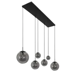 pendant luminaire BOLLIQUE 6 flames E27 IP20, amber, brass, black dimmable