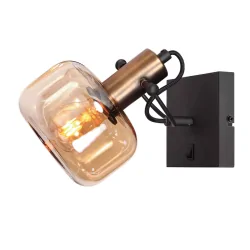 wall luminaire GLASLIC swivelling, rotatable E27 IP20, bronze, black dimmable