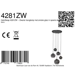 pendant luminaire SFERIO 5 flames E27 IP20, black dimmable