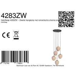 pendant luminaire SILURA 5 flames E27 IP20, black dimmable