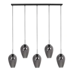 pendant luminaire DROVIA 5 flames E27 IP20, black dimmable