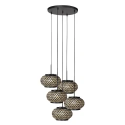 pendant luminaire NOX LIGHT 5 flames E27 IP20, black dimmable