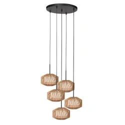 pendant luminaire ROPEX 5 flames E27 IP20, black dimmable