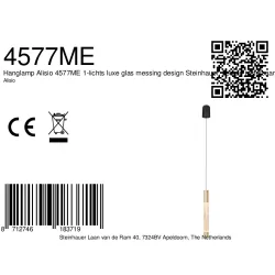 pendant luminaire ALISIO 1 flame IP20, brass dimmable