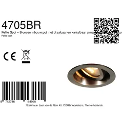 recessed spotlight PELITE SPOT 1 flame IP44, bronze dimmable