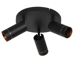ceiling luminaire DOWNLUME 3 flames GU10 IP20, black dimmable