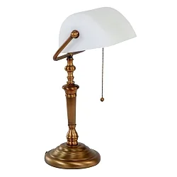 Steinhauer Table lamp ANCILLA, 1 flame, glass white, bronze