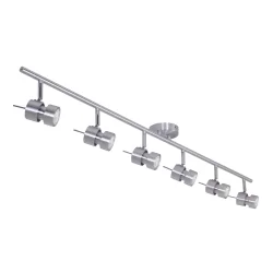 spotlight bar NATASJA 6 flames, long, Dim-To-Warm, adjustable GU10 IP20, steel brushed dimmable