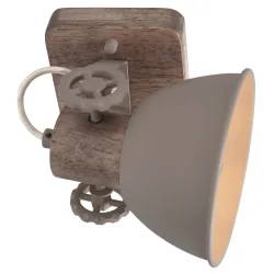 ceiling luminaire GEARWOOD 1 flame E27 IP20, taupe dimmable
