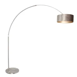 floor lamp SPARKLED LIGHT cylindrical, with switch, with shade, with plug, adjustable E27 IP20, steel brushed 