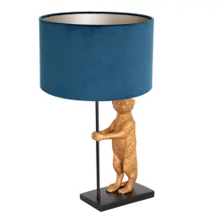 table lamp ANIMAUX - SURICATE up, with switch, with shade, with plug E27 IP20, black matt 