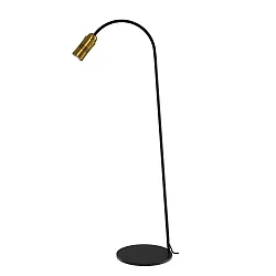 floor lamp NEO! FLOOR (LV) with flex arm, focusable IP20, brass, black matt dimmable