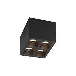 LED Ceiling luminaire PIRRO 4.1, 4 spots square, 4x 4.5W 2700K, CRi >90, dimmable, black