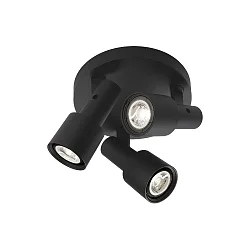 Spot roundel SARA 3.0 PAR16, 3 flames, 3x GU10 max. 12W, rotatable/swivelling, black