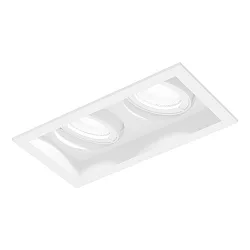 recessed spotlight PLANO PETIT 2.0 2 flames, cardanic swivelling, with wire springs IP20, mat, traffic white dimmable