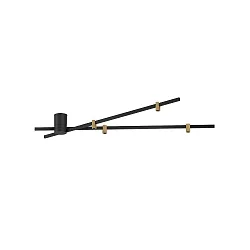 ceiling luminaire TRACE SPIN 1.0 down, 4 flames, with jointed arm IP20, champagner, mat, deep black dimmable