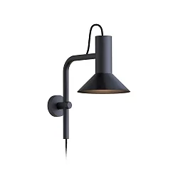 Wall luminaire ROOMOR 3.0 PAR16, 58cm, GU10, with connector cable, deep black, with shade 1.0