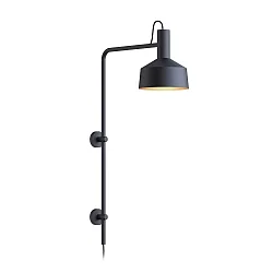 Wall luminaire ROOMOR 4.0 PAR16, GU10, with cable, deep black, with shade 2.0, deep black gold