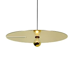 Pendant luminaire MIRRO 3.0, length 250cm / mirror Ø 75cm, E27 (excl.), black gold