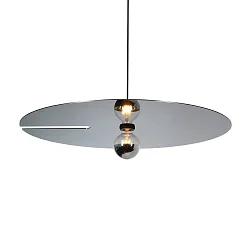Pendant luminaire MIRRO 3.0, length 250cm / mirror Ø 75cm, E27 (excl.), black chrome
