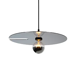 Pendant luminaire MIRRO 2.0, length 600cm / mirror Ø 45cm, E27 (excl.), black chrome