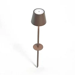 battery spike luminaire POLDINA IP54, rust, lacquered dimmable