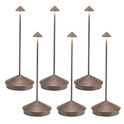 battery table lamp PINA TAVOLO PRO set of 6 IP65, rust dimmable