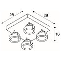 SLV KALU LED 4 Wall and Ceiling luminaire, square, 60�, black