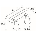 SLV Wall and Ceiling luminaire AVO DOUBLE, 2 flame, black, GU10 QPAR51, max. 2x 50W