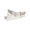 T-Connector for S-TRACK 3-Phase high-voltage track, Earth left, traffic white RAL 9016