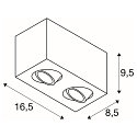 SLV LED Ceiling luminaire TRILEDO Double, 16W 3000K 1340lm 38�, 30� separately swiveling, white