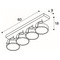 SLV Wall and Ceiling luminaire KALU CW, Quad, QPAR111, 4x max. 75W, brushed alu