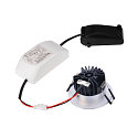SLV LED Outdoor Recessed Downlight PATTA-I round, IP65 IK02, 7.3W 1800-3000K 440lm, dim to warm, brushed alu