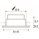 SLV LED Outdoor Recessed Downlight PATTA-I square, IP65 IK02, 7.3W 1800-3000K 440lm, dim to warm, white