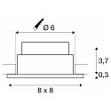 SLV LED Outdoor Recessed Downlight PATTA-I square, IP65 IK02, 7.3W 1800-3000K 440lm, dim to warm, brushed alu