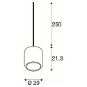 Pendant luminaire PANTILO 20, E27, open cable end, chrome