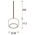 Pendant luminaire PANTILO 28, E27, open cable end, chrome
