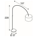 SLV floor lamp FENDA BOW BASIS with switch, without shade, adjustable, with lamp socket E27 IP20, black 