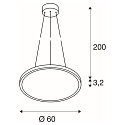 SLV LED Pendant luminaire PANEL 60 DALI LED, round, 42W, 110�, 3000K, 3150lm, gray