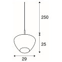 SLV Pendant luminaire PANTILO CONVEX 29 Indoor, E27, chrome, open cable end