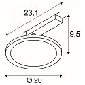 SLV LED 1-phase spot PANEL TRACK, round, 20cm, 18W, 3000K, white