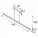 SLV Pendant luminaire ONE LINEAR 140 PHASE up/down, 35W, 2700/3000K, black