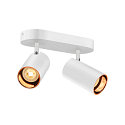 SLV wall and ceiling luminaire ASTO TUBE CW DOUBLE 2 flames, long, cardanic swivelling GU10 IP20, white dimmable