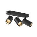 wall and ceiling luminaire ASTO TUBE CW TRIPLE 3 flames, long, cardanic swivelling GU10 IP20, black dimmable