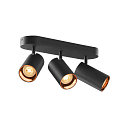 wall and ceiling luminaire ASTO TUBE CW TRIPLE 3 flames, long, cardanic swivelling GU10 IP20, black dimmable