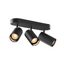 wall and ceiling luminaire ASTO TUBE CW TRIPLE 3 flames, long, cardanic swivelling GU10 IP20, black dimmable