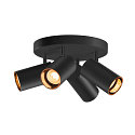 wall and ceiling luminaire ASTO TUBE CW QUADRUPLE 4 flames, round, cardanic swivelling GU10 IP20, black dimmable