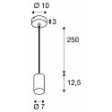 SLV pendant luminaire ASTO TUBE 1 flame, round, rigid GU10 IP20, white dimmable