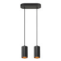 SLV pendant luminaire ASTO TUBE 2 flames, rigid, long GU10 IP20, black dimmable