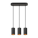 pendant luminaire ASTO TUBE 3 flames, rigid, long GU10 IP20, black dimmable